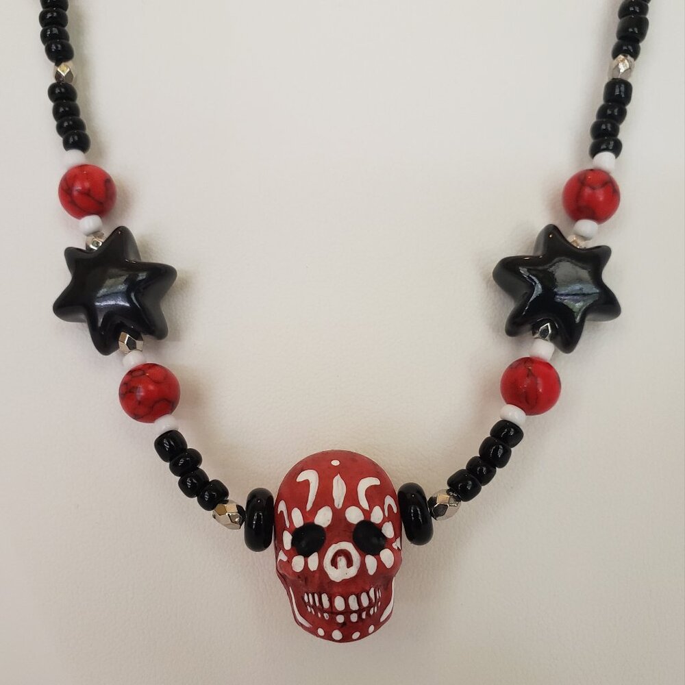 "RAMUEL"~ DAY OF THE DEAD Sugar Skull Necklace by KATSPAW JEWELRY
